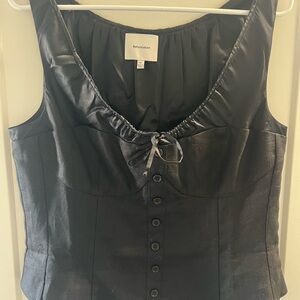 Reformation Black Linen Top Size 12